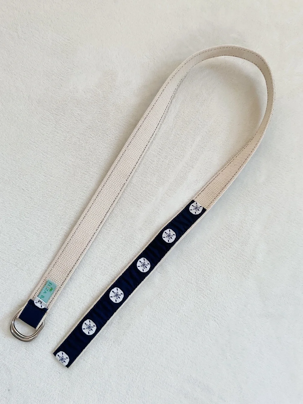 Eliza B. Navy Sand Dollar D-Ring Canvas Belt Size M Made in USA